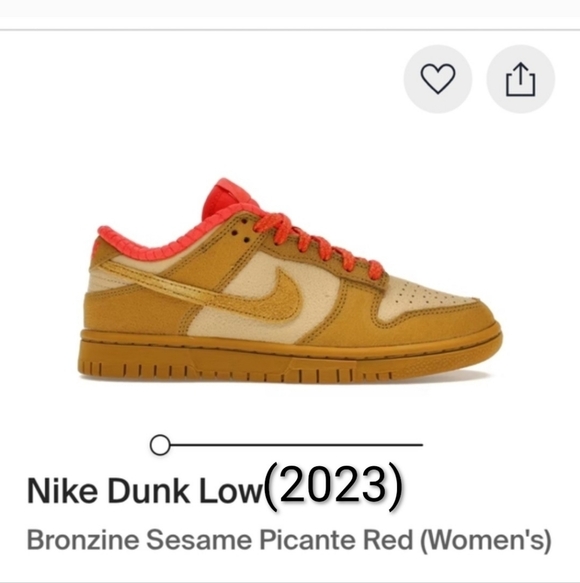 Nike Shoes - Nike Dunk Low Bronzine Sesame Picante Red Womens SZ 9 Mens SZ 7.5 Like New
